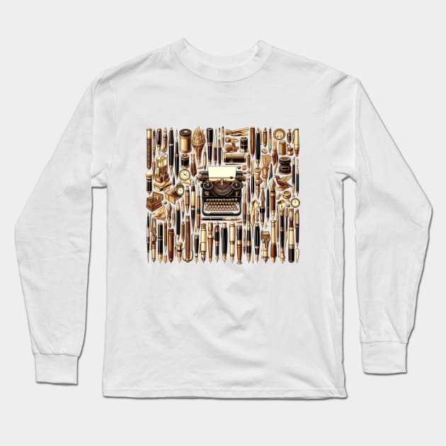 An Assortment of Classic Pens Arranged in an Artistic Pattern Long Sleeve T-Shirt by Poemit